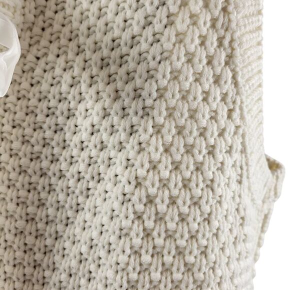 NEW POL Small  Off-White Cable Knit Sweater Vest V-Neck Cotton Blend Tie Back - Picture 11 of 15